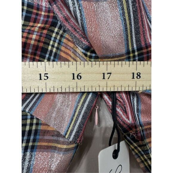NWT SAYLOR Ilene Metallic Plaid Peplum Cottagecore Top Women's Small - Picture 9 of 14